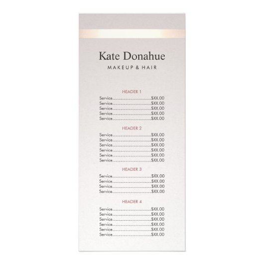 Menu Elegant Gold Stripe Hair Salon-prijslijst (Voorkant)