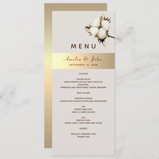 Menu Elegant Gold Wedding (Voorkant / Achterkant)