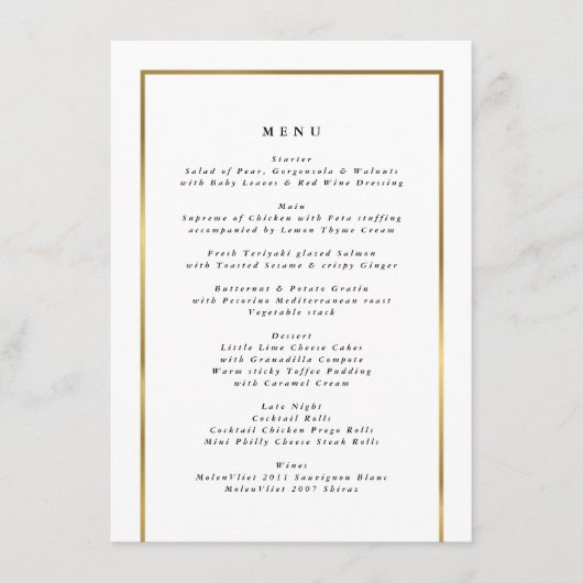 Menu Elegant Golden Lijst (Voorkant)