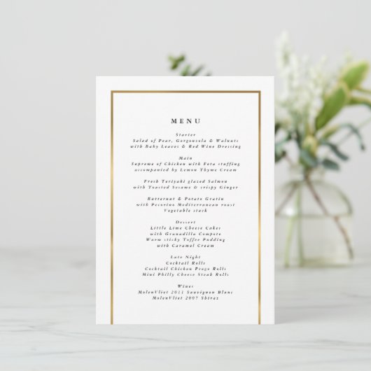 Menu Elegant Golden Lijst (Staand voorkant)