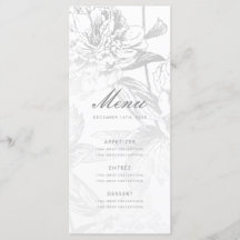 Menu Elegant Huwelijk Eenvoudig Modern Bloemen Zil