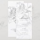 Menu Elegant Huwelijk Eenvoudig Modern Bloemen Zil (Voorkant / Achterkant)