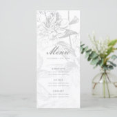 Menu Elegant Huwelijk Eenvoudig Modern Bloemen Zil (Staand voorkant)