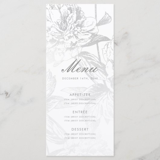 Menu Elegant Huwelijk Eenvoudig Modern Bloemen Zil (Voorkant)