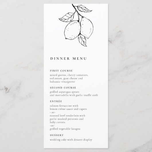 Menu Elegant Italy Lemons (Voorkant)