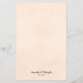 Menu Elegant Ivory Peach Roos Budget Weddenschap (Achterkant)
