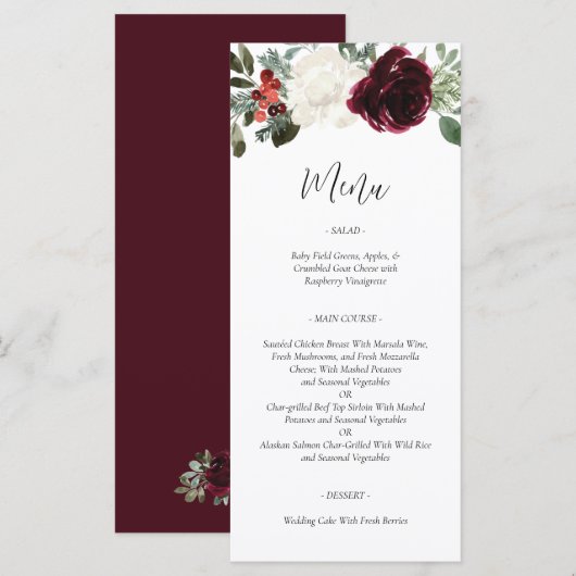 Menu Elegant Kerstwinter Weddenschap (Voorkant / Achterkant)