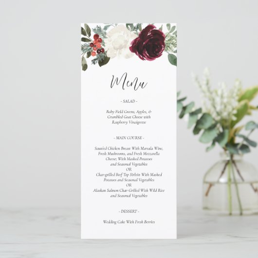 Menu Elegant Kerstwinter Weddenschap (Staand voorkant)