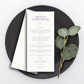 Menu Elegant Lavender Wedding
