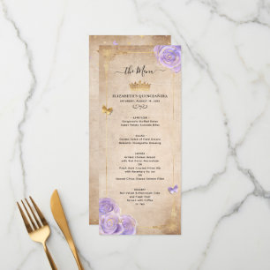Menu Elegant Light Paars and Gold Rozen