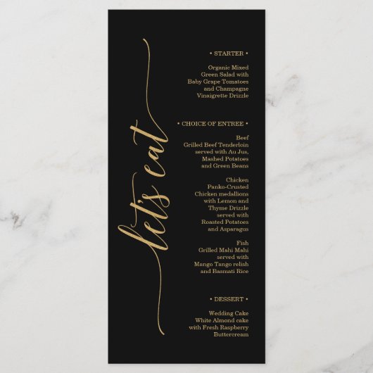 Menu Elegant Minimal Gold Wedding Vrijgezellenfees (Voorkant)