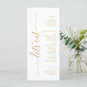 Menu Elegant Minimal Gold Wedding Vrijgezellenfees (Staand voorkant)