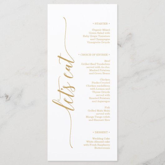 Menu Elegant Minimal Gold Wedding Vrijgezellenfees (Voorkant)