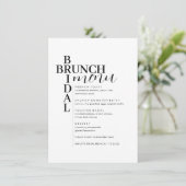 Menu Elegant Minimale tekst Bridal Brunch (Staand voorkant)