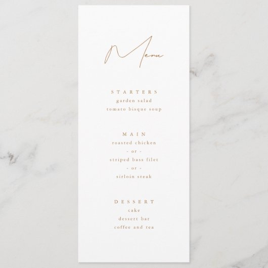 Menu Elegant Minimalist Script Gold Wedding (Voorkant)