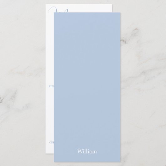 Menu Elegant minimalist Stusty Blue Wedding (Voorkant / Achterkant)