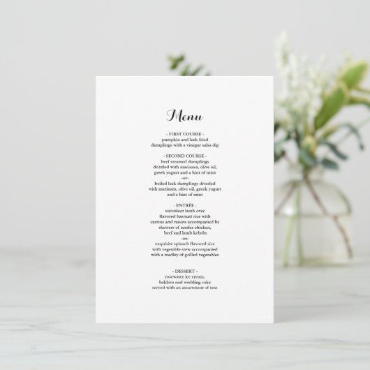 Menu Elegant Minimalist Weddenrennen (Staand voorkant)