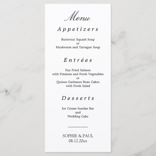 Menu Elegant Minimalist Wedding (Voorkant)