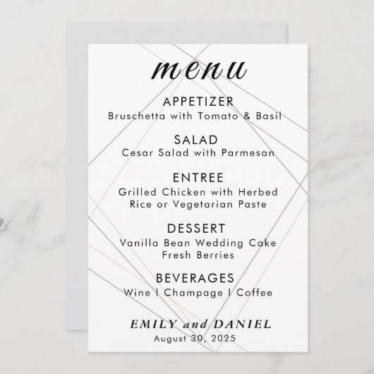 Menu Elegant Minimalist Wedding (Voorkant / Achterkant)
