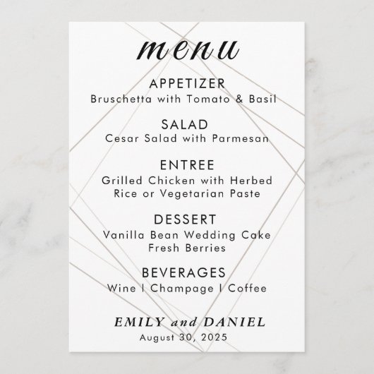 Menu Elegant Minimalist Wedding (Voorkant)