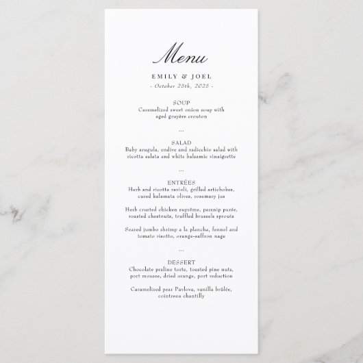 Menu Elegant Minimalist Wedding Flat (Voorkant)