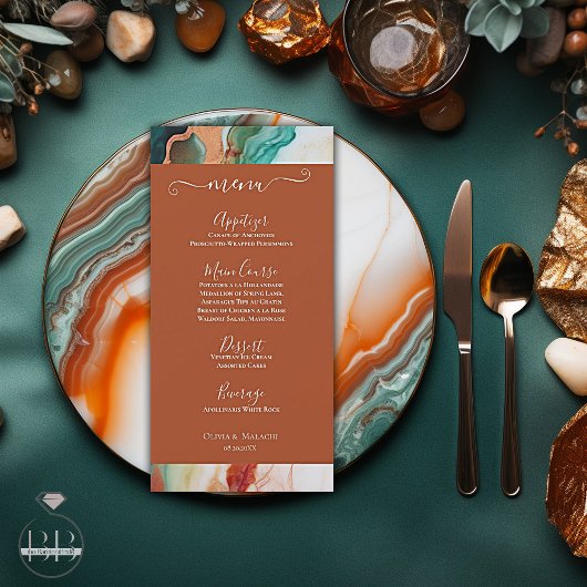 Menu Elegant Modern Abstract Agaat Terracotta