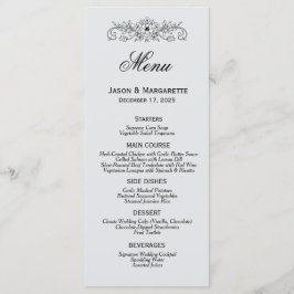 Menu Elegant Modern Black and White Wedding