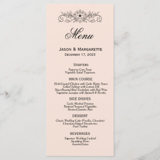 Menu Elegant Modern Black and White Wedding