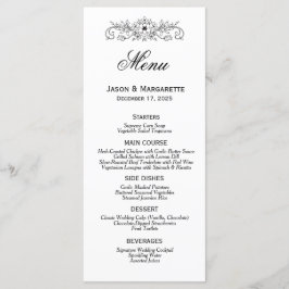 Menu Elegant Modern Black and White Wedding