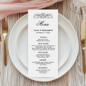 Menu Elegant Modern Black and White Wedding