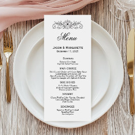 Menu Elegant Modern Black and White Wedding