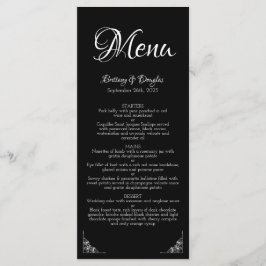 Menu Elegant Modern Black and White Wedding