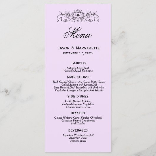 Menu Elegant Modern Black and White Wedding (Voorkant)