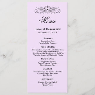 Menu Elegant Modern Black and White Wedding
