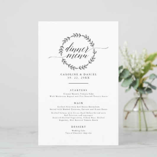 Menu Elegant Modern Calligraphy Wedding (Staand voorkant)
