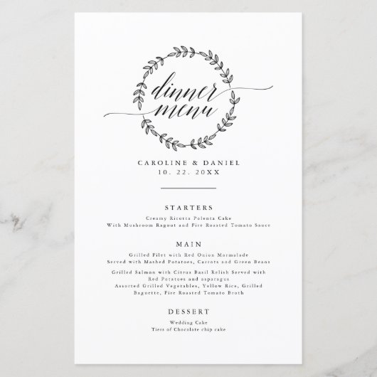 Menu Elegant Modern Calligraphy Wedding (Voorkant)