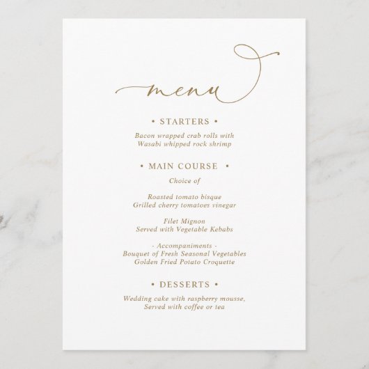 Menu Elegant Modern Calligraphy Wedding (Voorkant)
