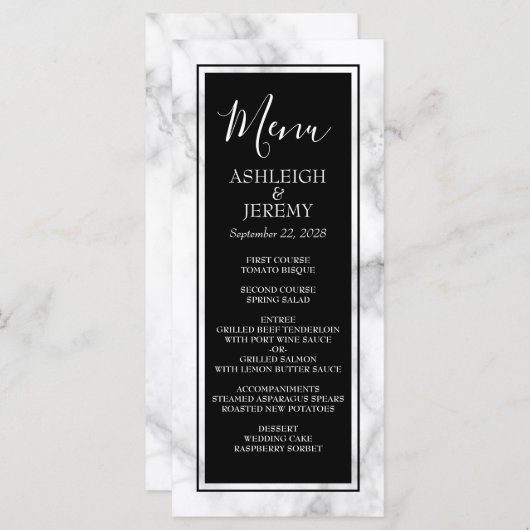 Menu Elegant Modern Marble Wedding (Voorkant / Achterkant)