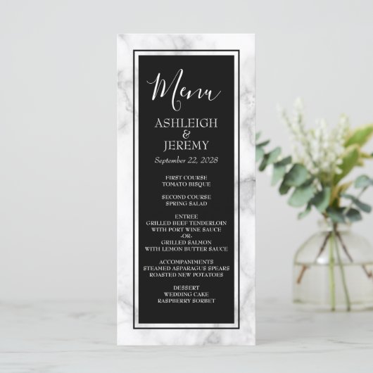 Menu Elegant Modern Marble Wedding (Staand voorkant)