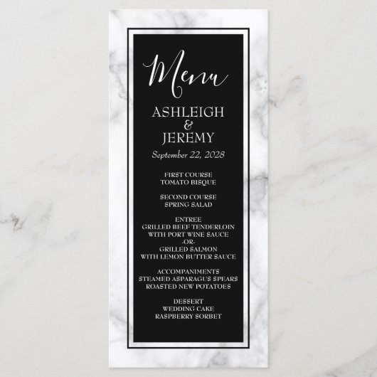 Menu Elegant Modern Marble Wedding (Voorkant)