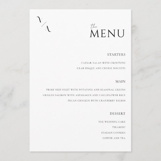 Menu Elegant Modern Minimalist Wedding (Voorkant)
