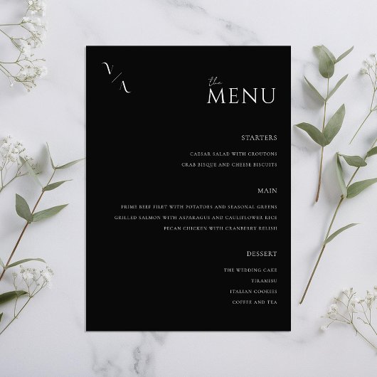 Menu Elegant Modern Minimalist Wedding
