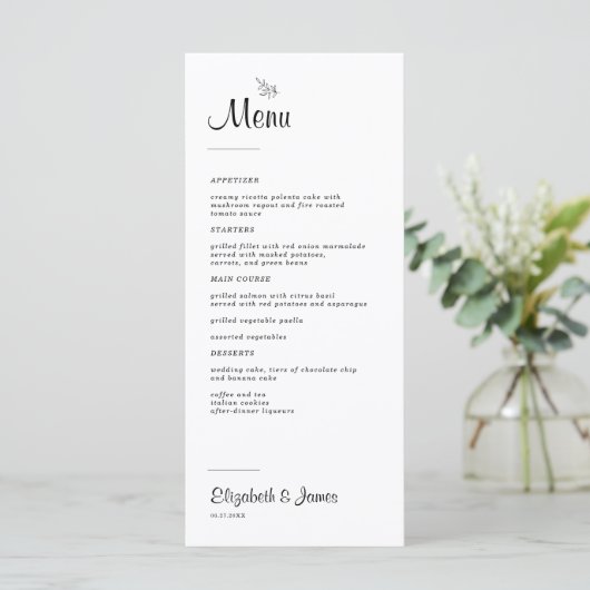 Menu Elegant Modern Rustic Wedding (Staand voorkant)