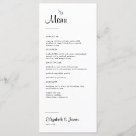 Menu Elegant Modern Rustic Wedding