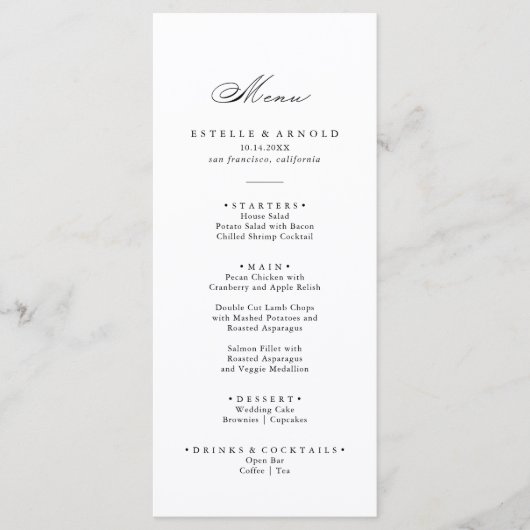 Menu Elegant Moderne Calligrafie (Voorkant)
