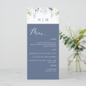 Menu Elegant Navy and White Floral Wedding (Staand voorkant)