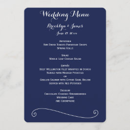 Menu Elegant Navy Blue and White Wedding