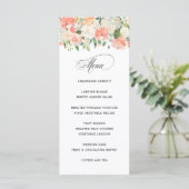 Menu Elegant Peach Waterverf Floral Wedding (Staand voorkant)