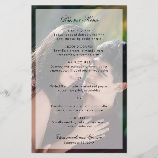 Menu Elegant Photo Modern Wedding (Voorkant)