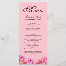 Menu Elegant Pink and Yellow Floral Wedding